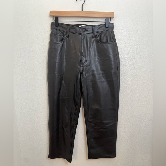Abercrombie & Fitch Ankle Straight Ultra High Rise Vegan Leather Pants Size 4xs - Picture 3 of 10